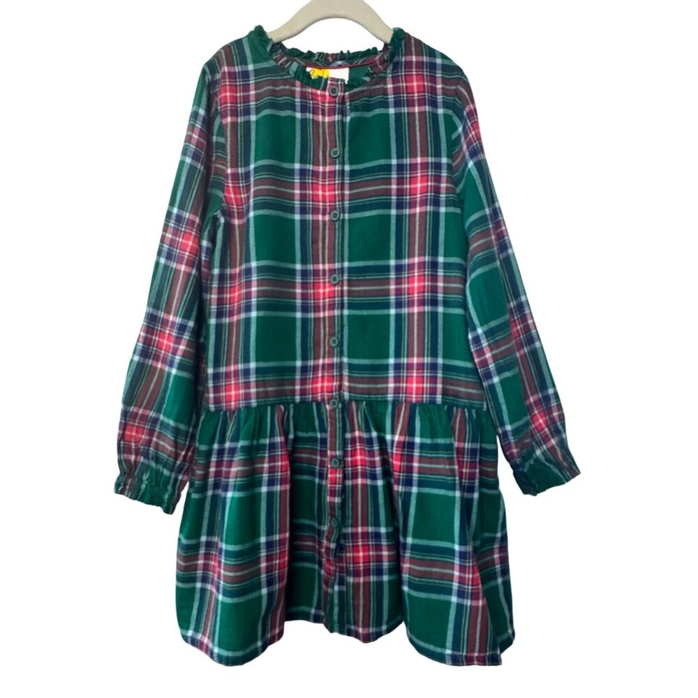 MINI BODEN Plaid Drop Waist Dress Girls 8-9 Cozy Winter Tartan Holiday Cotton